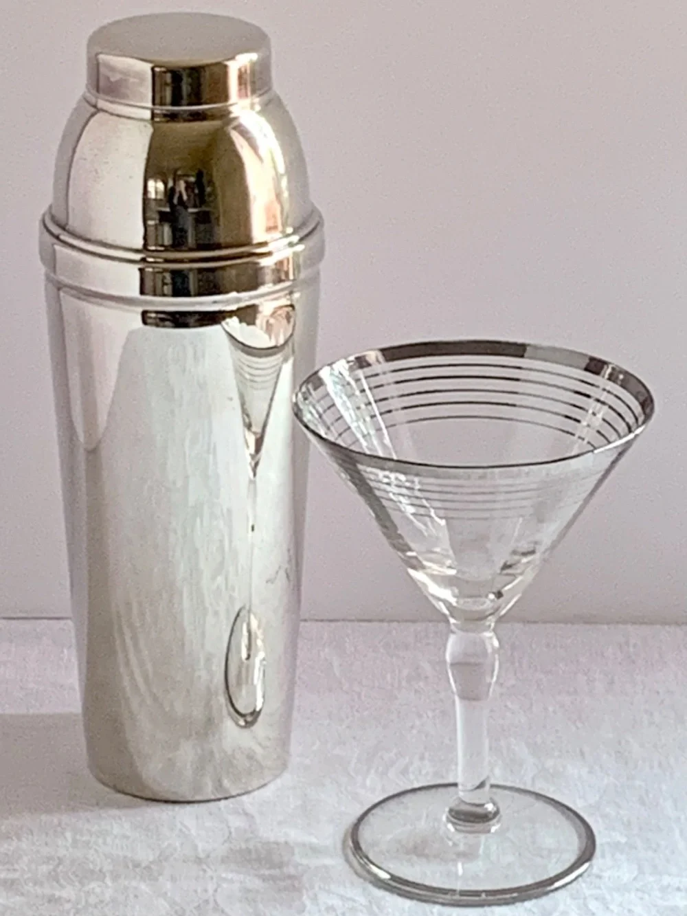 Vintage Silver Plate Cocktail Shaker EPNS Spain | Mid Century Barware | 3 Piece